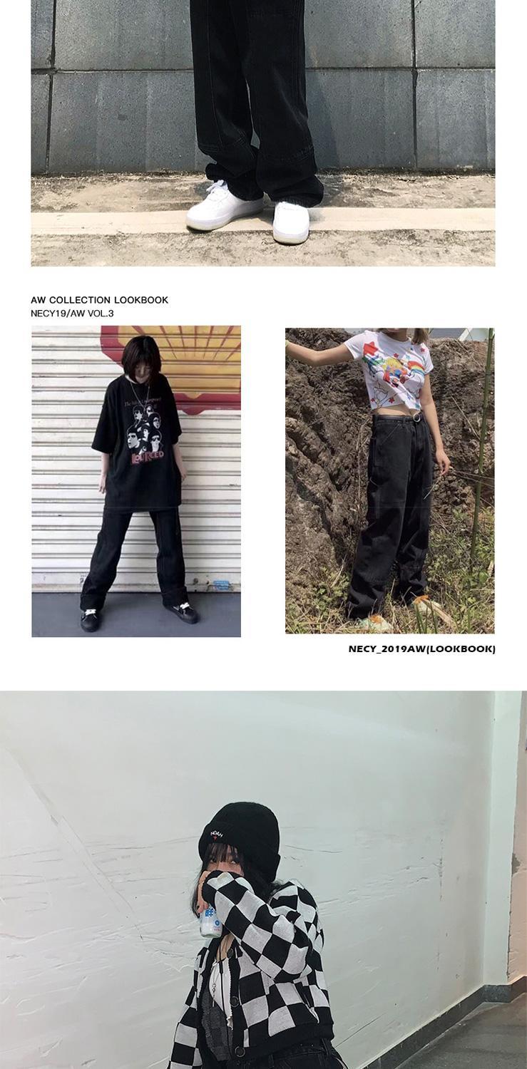 Sixsr Retro Jeans Women Harajuku Vintage Black Street BF Style Chic College Teens Streetwear All-match Loose Fashion Femme Trousers