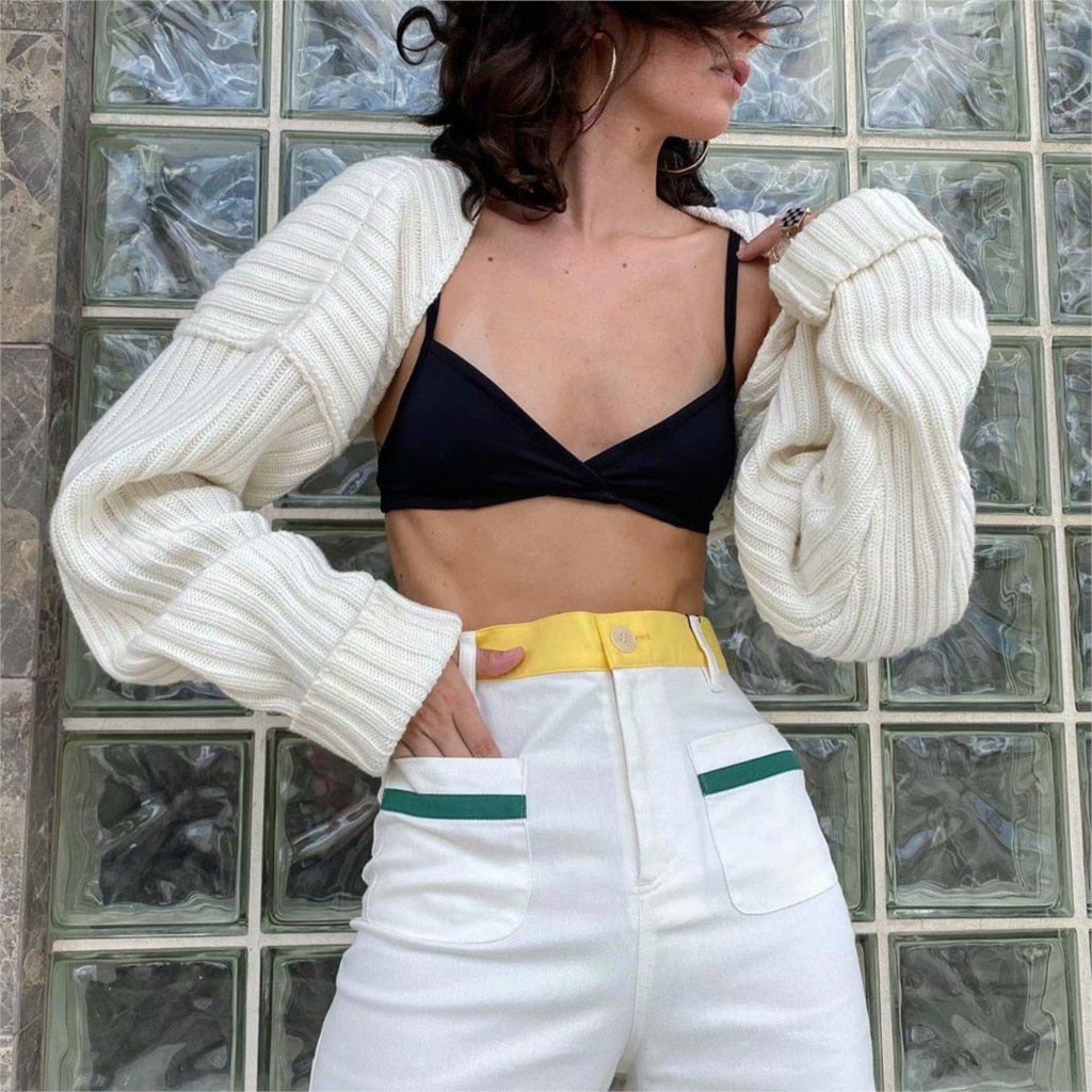 Sexy cropped cardigan knitted short cardigan sweaters for women fashion cute tops korean style long sleeve top batwing sleeve