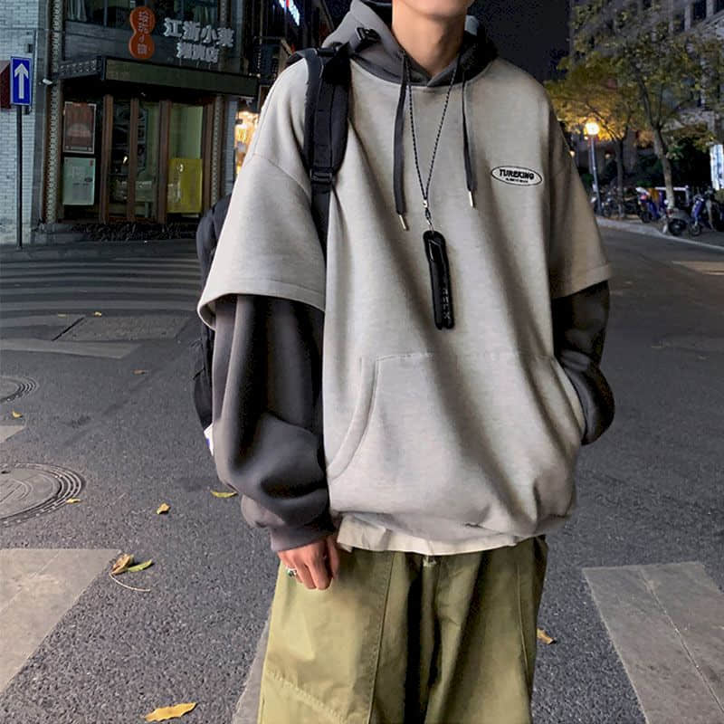 Sixsr Spring Outfits Trends Hoodies Women Sweatshirt Couple Autumn/winter Fake Two-piece Hooded Pullover Student Korean Style Loose Top Velvet Thick Jacket