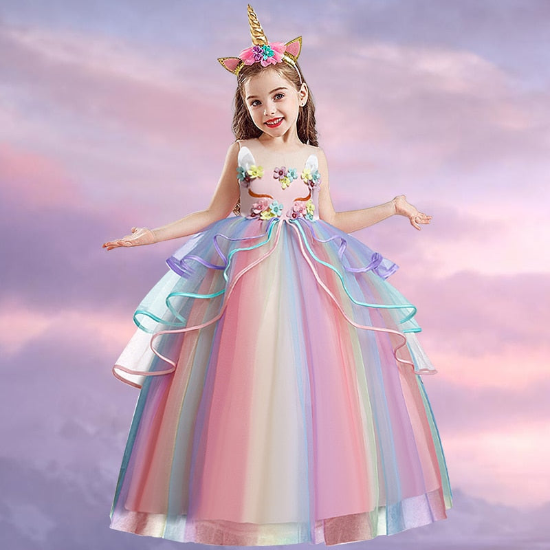 sixsr Vintage Flower Girls Dress for Wedding Evening Children Princess Party Pageant Long Gown Kids Dresses for Girls Formal Clothes