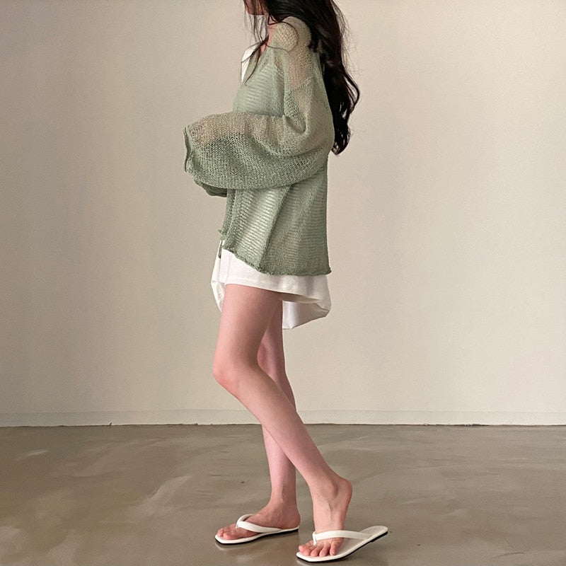 Sixsr Lazy Style Full Sleeves Jumpers Tops Hollow Out Sexy Women Fashion Casual Streetwear Chic Femme Sweaters Pullovers