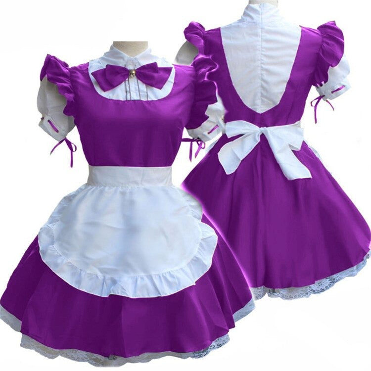 Sixsr Cute Maid Cosplay Costume Lolita Dress Short Sleeves Color Blocked Waitress Pinafore Outfit Halloween Outfit For Girls Plus Size