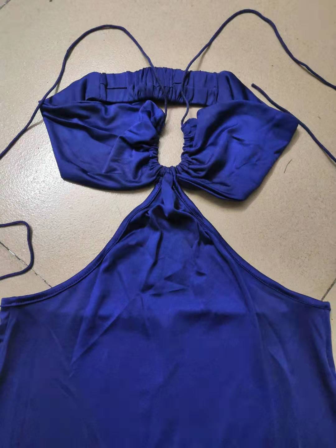 Sixsr Women Summer Dress Wrap Hollow Out Backless Halter Backless Beach Dresses Maxi Long Vestidos