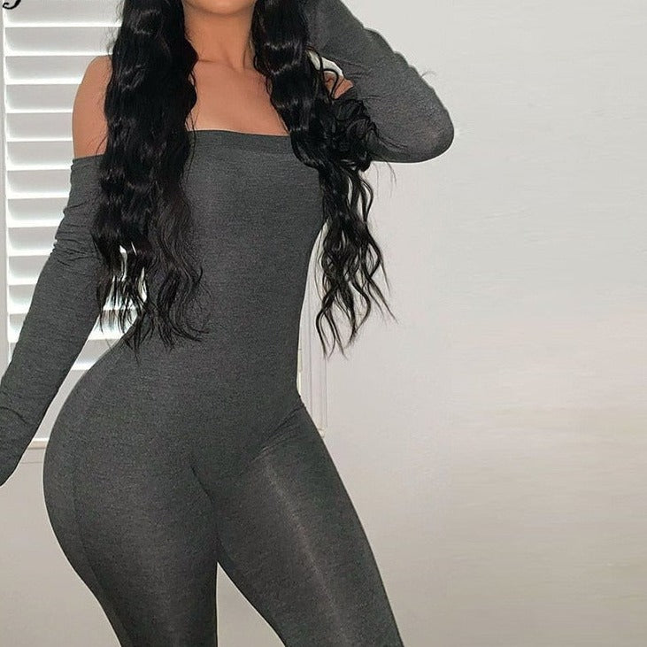 Sixsr Trends long sleeve slash neck sexy bodycon jumpsuit autumn winter women fashion streetwear outfits stretchy jumper