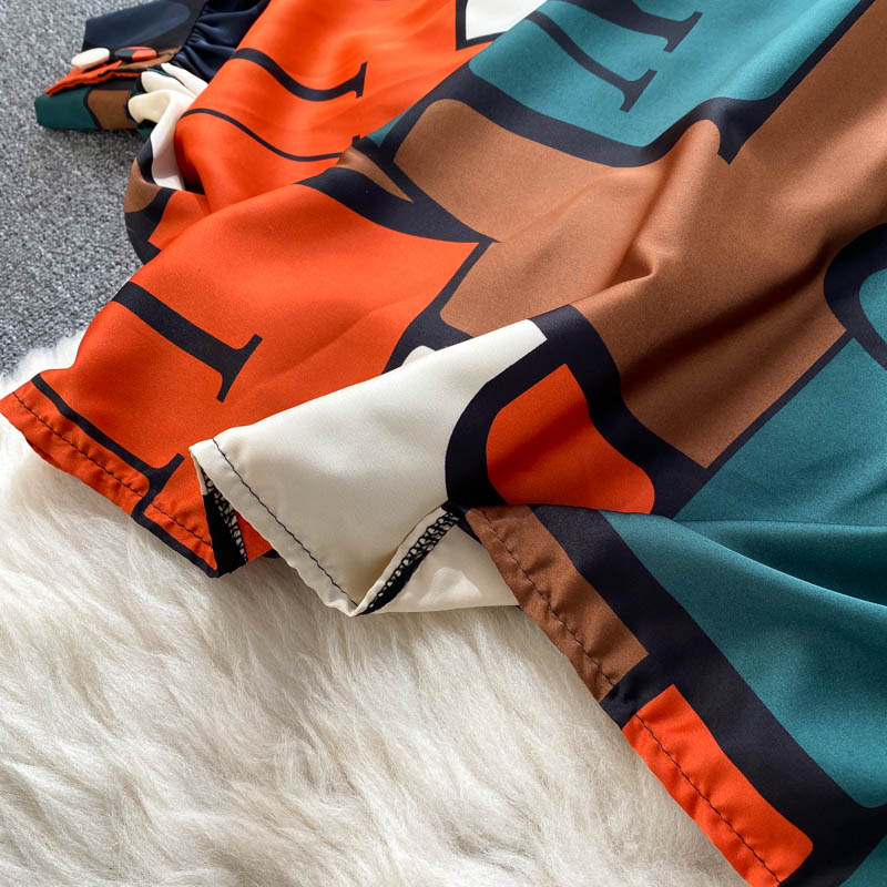 sixsr Women's Dress Spring Retro Print Casual Set Design Batwing Sleeve Single Breasted Blouse+High Waist Long Pants Two Piece Suits