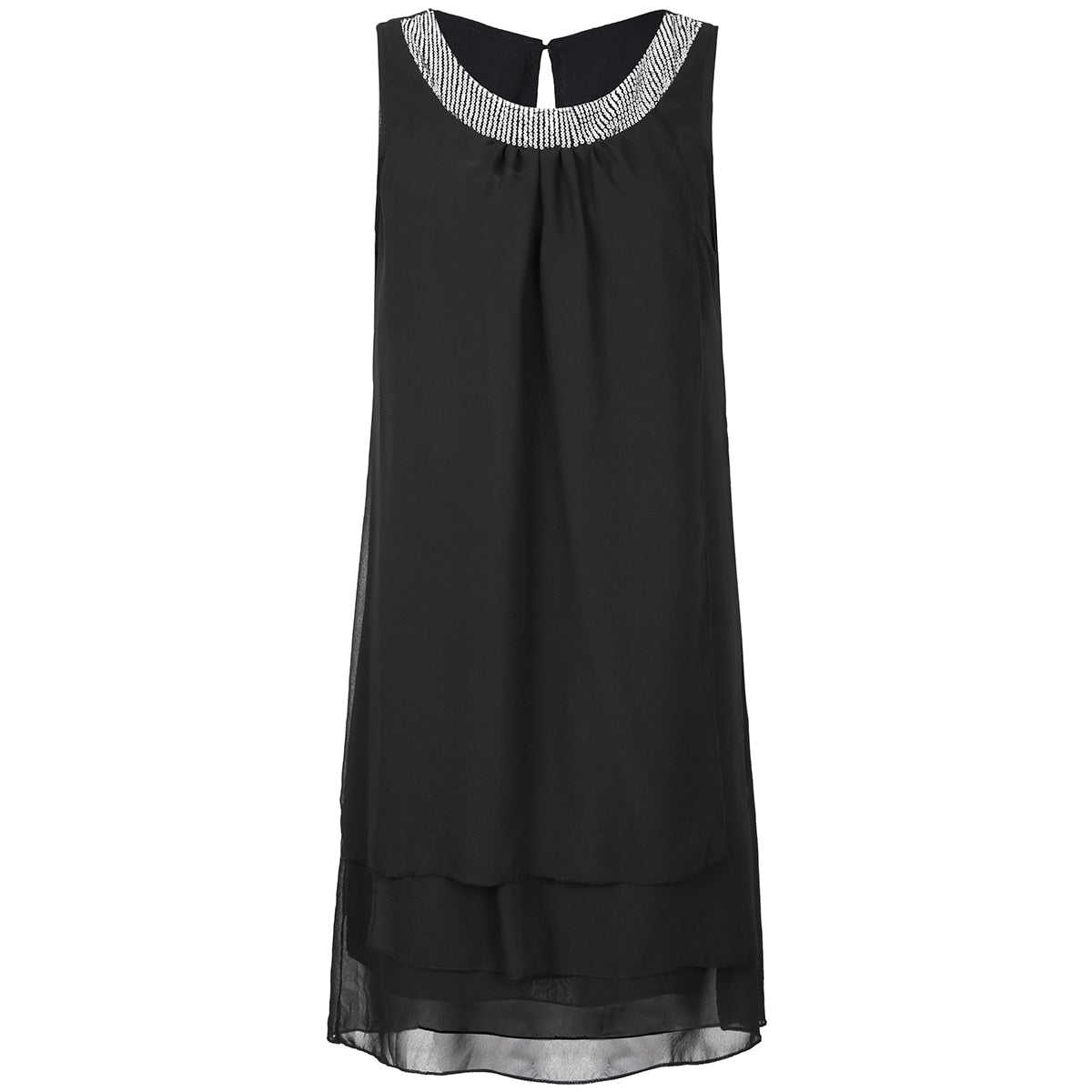 Sixsr Women's Shift Dress Knee Length Dress Sleeveless Solid Color Layered Spring & Summer Plus Size Hot Black Purple Navy Blue