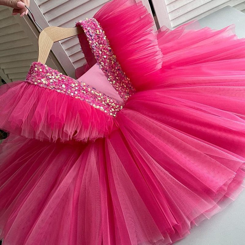 sixsr Girls Ruffles Princess Dress For Kids Wedding Elegant Party Tutu Prom Gown Children Birthday Pageant Communion Formal Vestidos