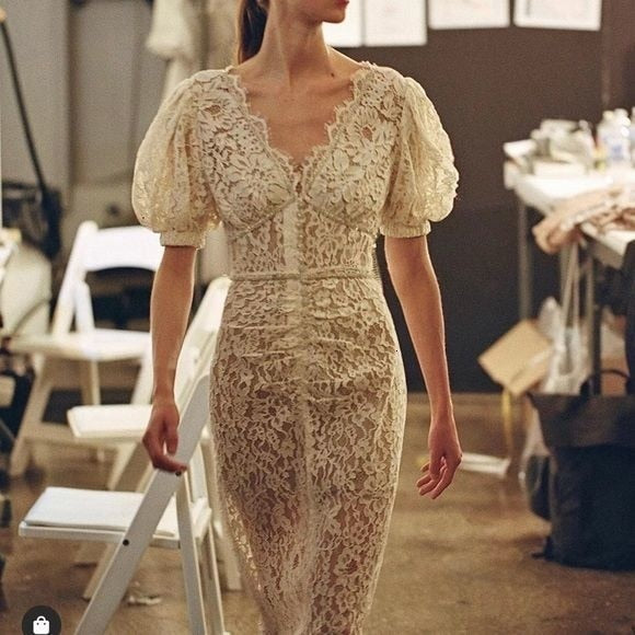 Summer Midi Long Dress For Women Celebrity Flower Embroidery Lace Robe Long Beaded Chain Diamond Chiffon Dresses