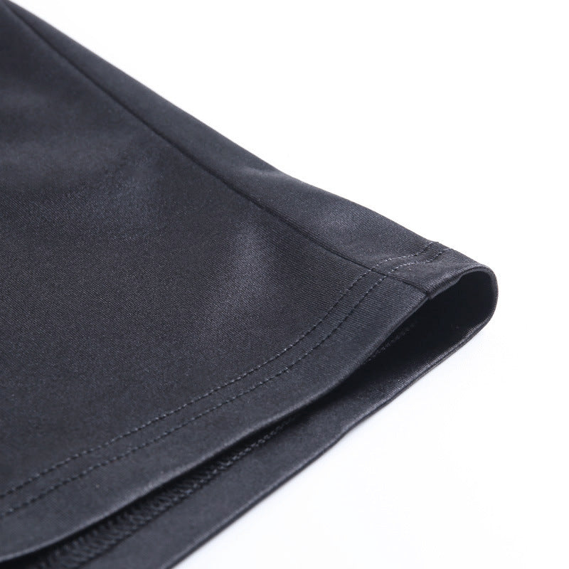 Sixsr Summer Dresses For Women  Sexy Black Satin Spaghetti Straps Low Cut Long Dress Women Summer Ruched Side High Split Maxi Dress Elegant Party Club