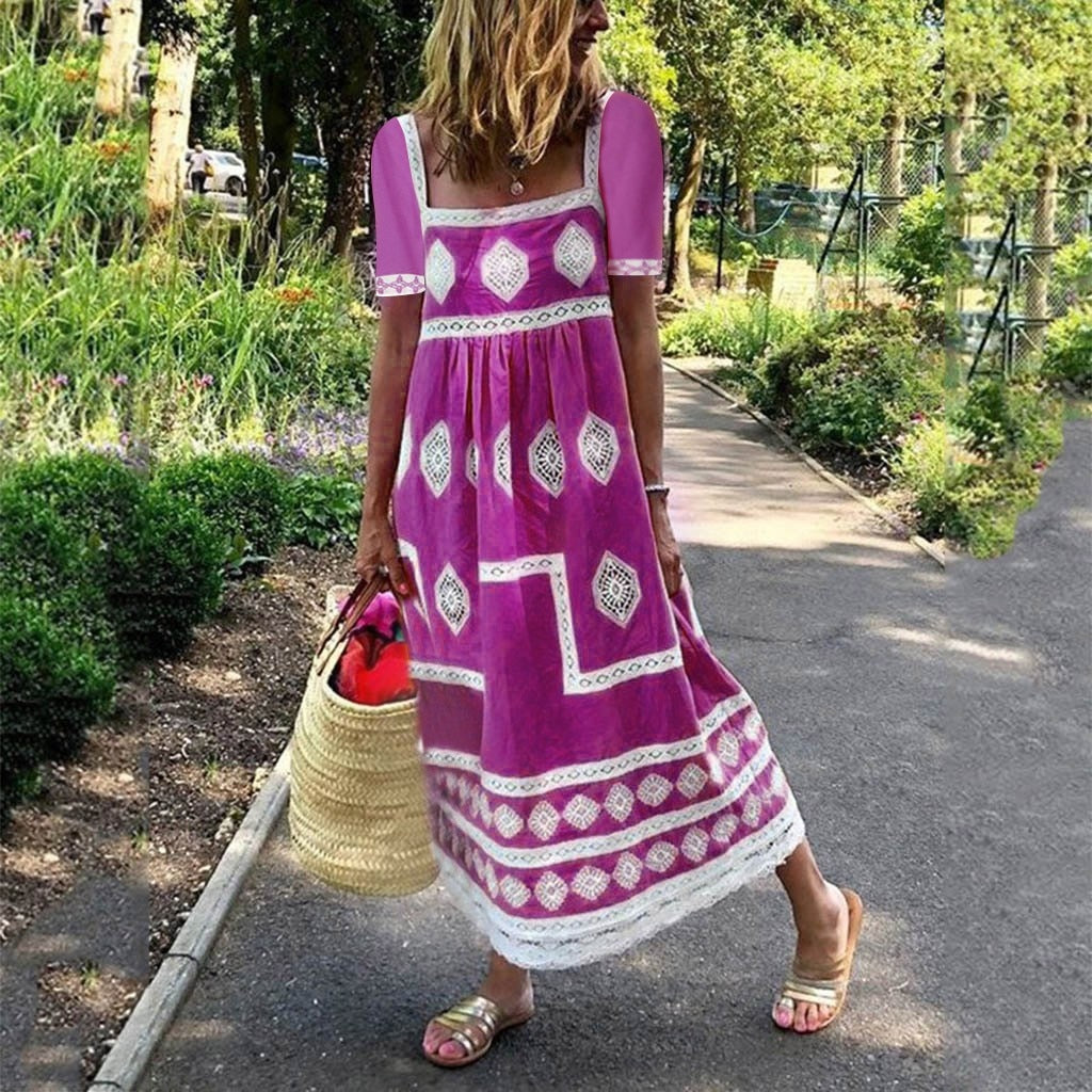 Bohemian loose casual large size dress