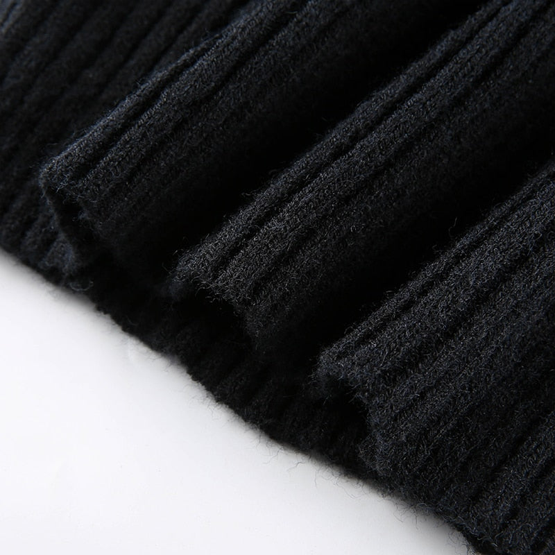 Knitted Women's Sweater Vintage Pullover Long Puff Sleeve Pink Square Neck Top Korean Fashion Style Autumn Winter Clothing