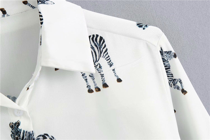 Sixsr women satin blouse long sleeve zebra print shirts vintage office ladies tops femme chandails fashion blusa de mujer Chandails