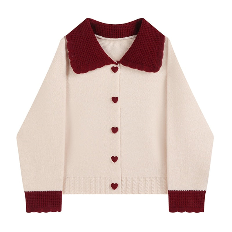 sixsr  High Quality Women's Cashmere Sweater Loose Casual Turn-down Collar Single Breasted Knitted Pullovers Female Elegant Soft Sweet Retro Jumper