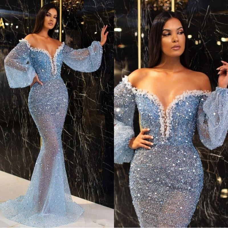 sixsr Women Long Dresses Summer Luxury Sexy Bodycon Party Classy Elegant Chic Wedding Elegant Dinner Club Night Blue Sequins Lace