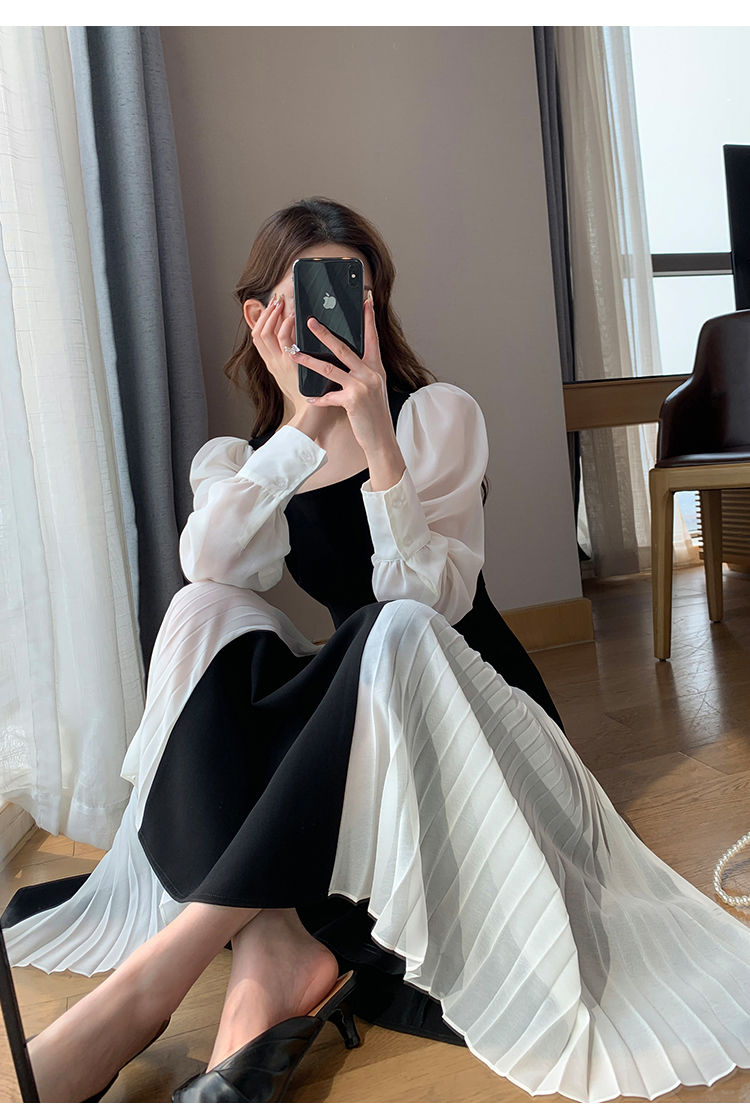 Office Lady Black Elegant Dress Women French Vintage Midi Dress Casual Party One Piece Dress Korean Fashion Autumn Chic