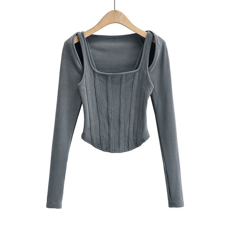 Sexy cropped tops women Summer knit tank top fish bone corset top white crop top ribbed cute black tops sets punk clothes