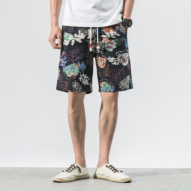Sixsr new fashion printed men cotton shorts men's casual shorts drawstring waist bermuda shorts S-4XL drop shipping ABZ262