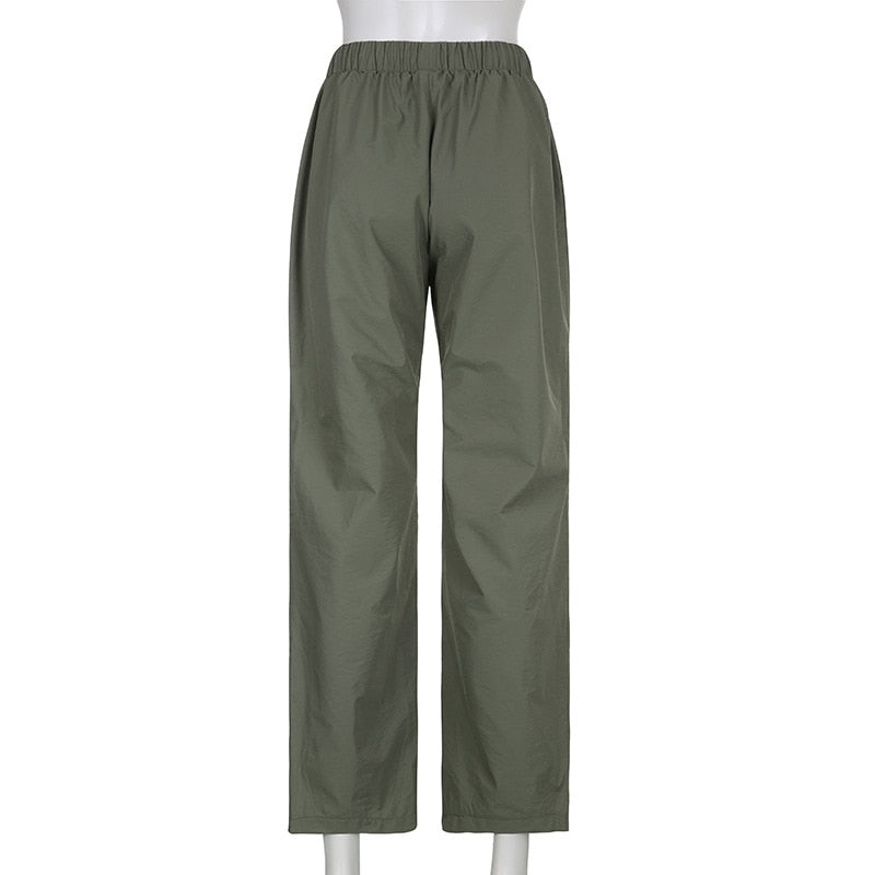 Joggers Baggy Wide Leg Sweatpants Sets Loose Drawstring Low Waist Streetwear Cargo Pants Turtleneck Top 2 Piece Set