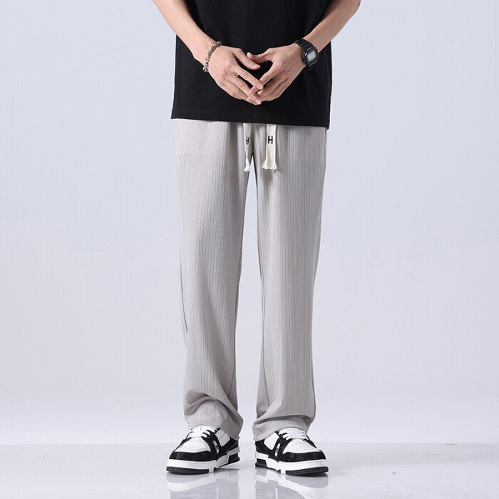 Sixsr 2024 Spring Summer New Streetwear Baggy Men Korean Fashion Loose Straight Wide Leg Pants Male Brand Clothing Black Grey Brown