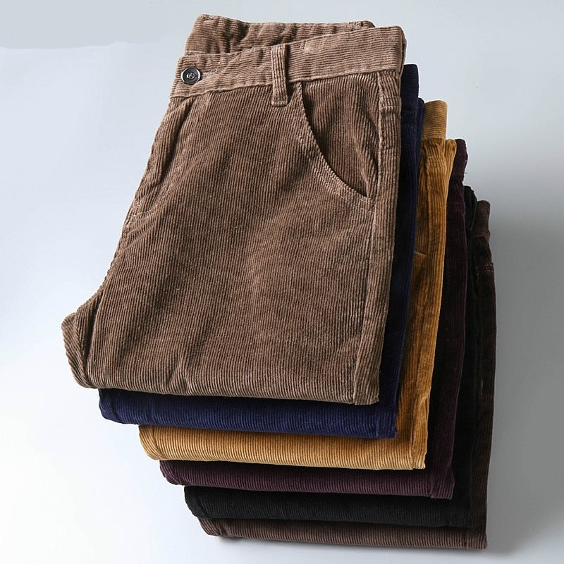 Sixsr 6 Color Men's Thick Corduroy Casual Pants 2024 Winter New Style Business Fashion Stretch Regular Fit Trousers Male Brand Clothes
