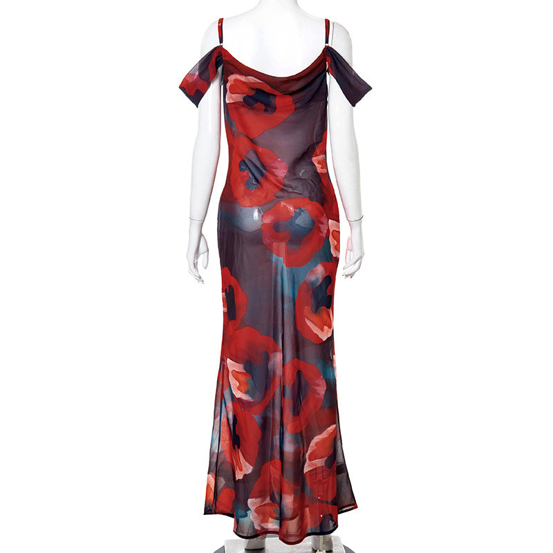 sixsr Outfits Summer New Beach Vacation Bohemian Fashion Shoulder Straps Sleeveless High Waist One Shoulder Temperament Elegant Long Dress