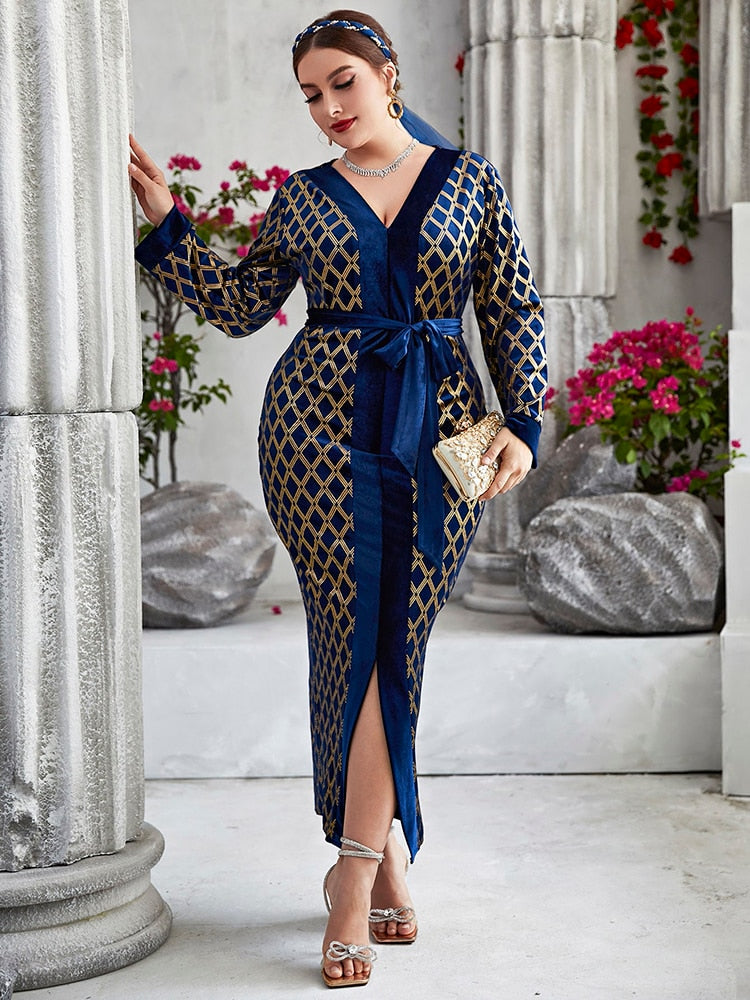 Plus Size Maxi Dresses Large  Spring Women Oversized Long Luxury Chic Elegant Evening Party Muslim Festival Clothing