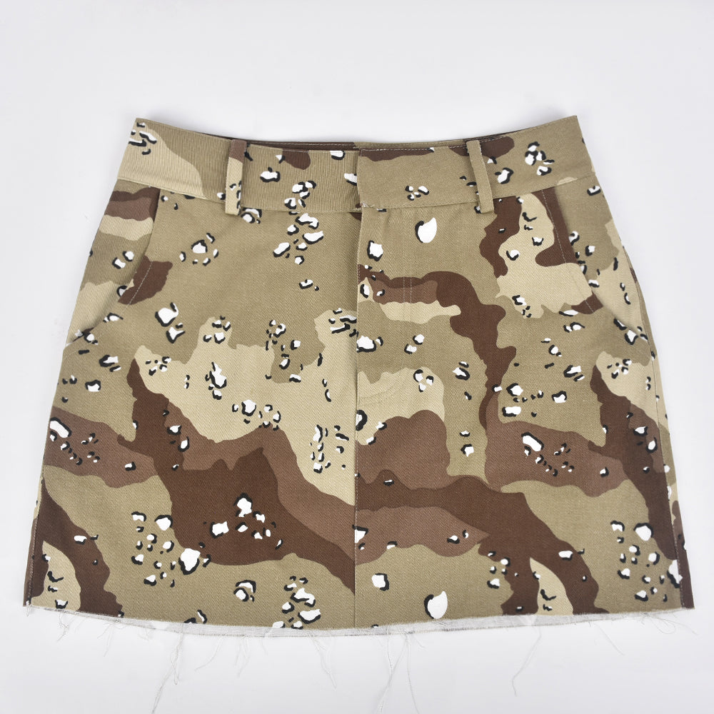 sixsr Womens Fashion Trendy Camouflage Mini Skirts for Women Korean Fashion Pockets Zipper Bottoms Harajuku Streetwear Y2k Vintage Clothes