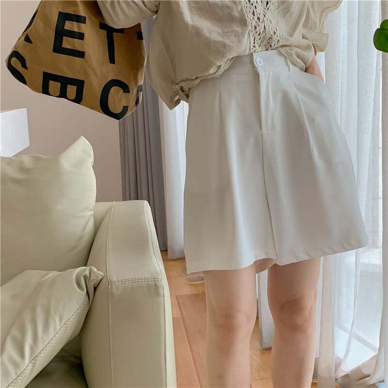 Syiwidii High Waisted Suits Shorts for Women New Solid Korean Fashion Wide Leg Shorts Office Ladies Casual Baggy Shorts