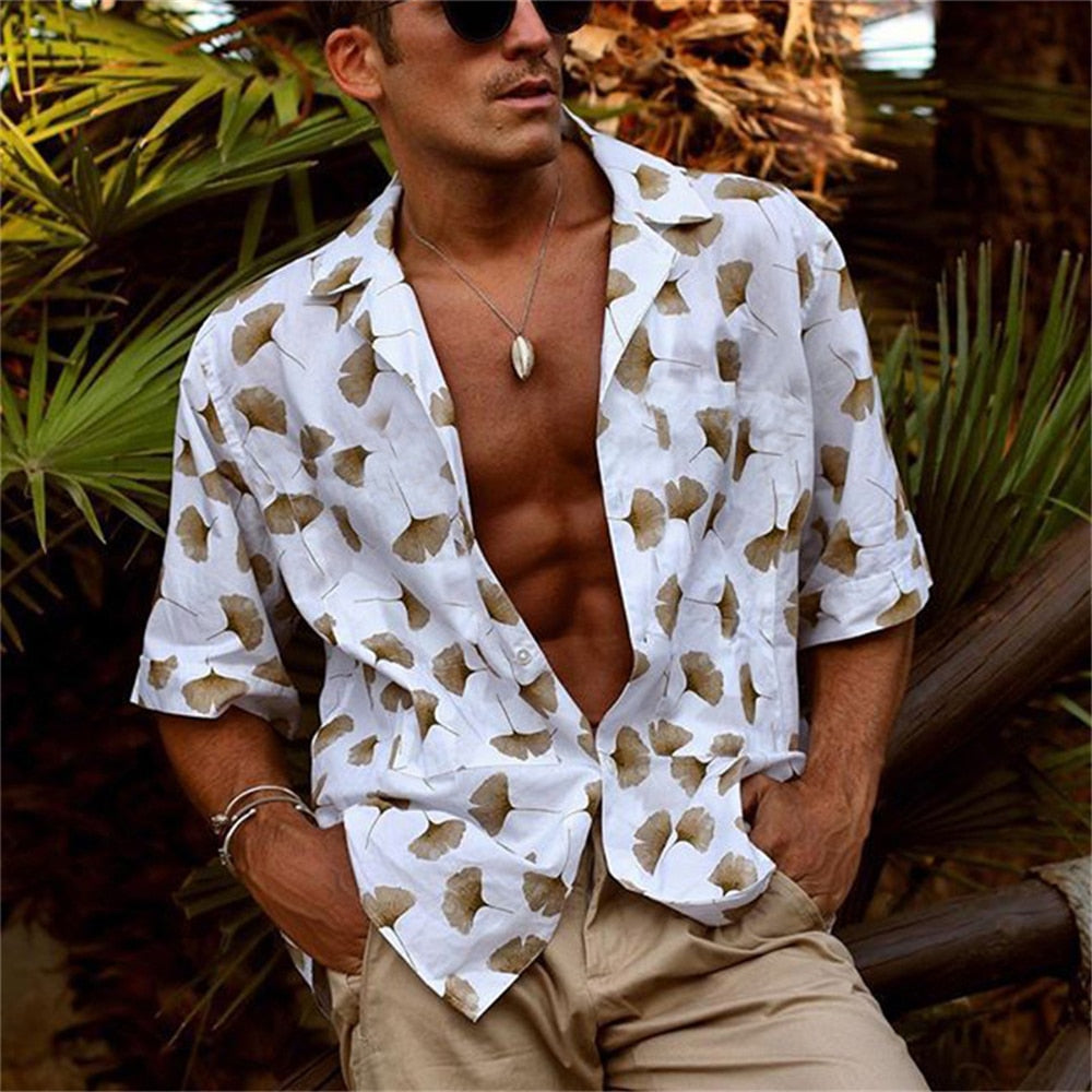 Sixsr New Luxury Social Shirts For Men Casual Floral Print Short-sleeved Tees Summer Loose Simple Tops Lapel Shirt Men's Clothing 2024