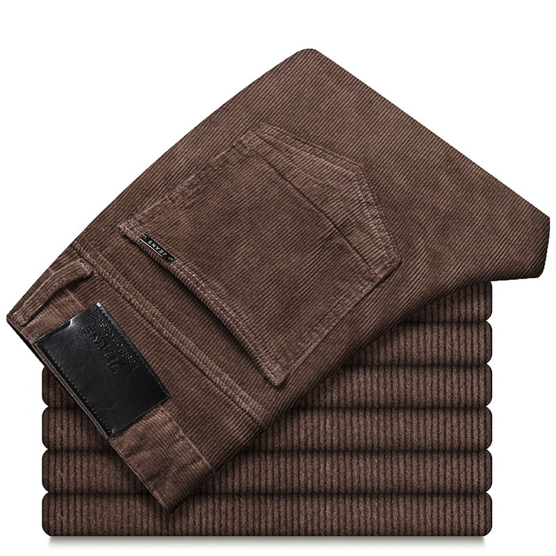 Sixsr 6 Color Men's Thick Corduroy Casual Pants 2024 Winter New Style Business Fashion Stretch Regular Fit Trousers Male Brand Clothes