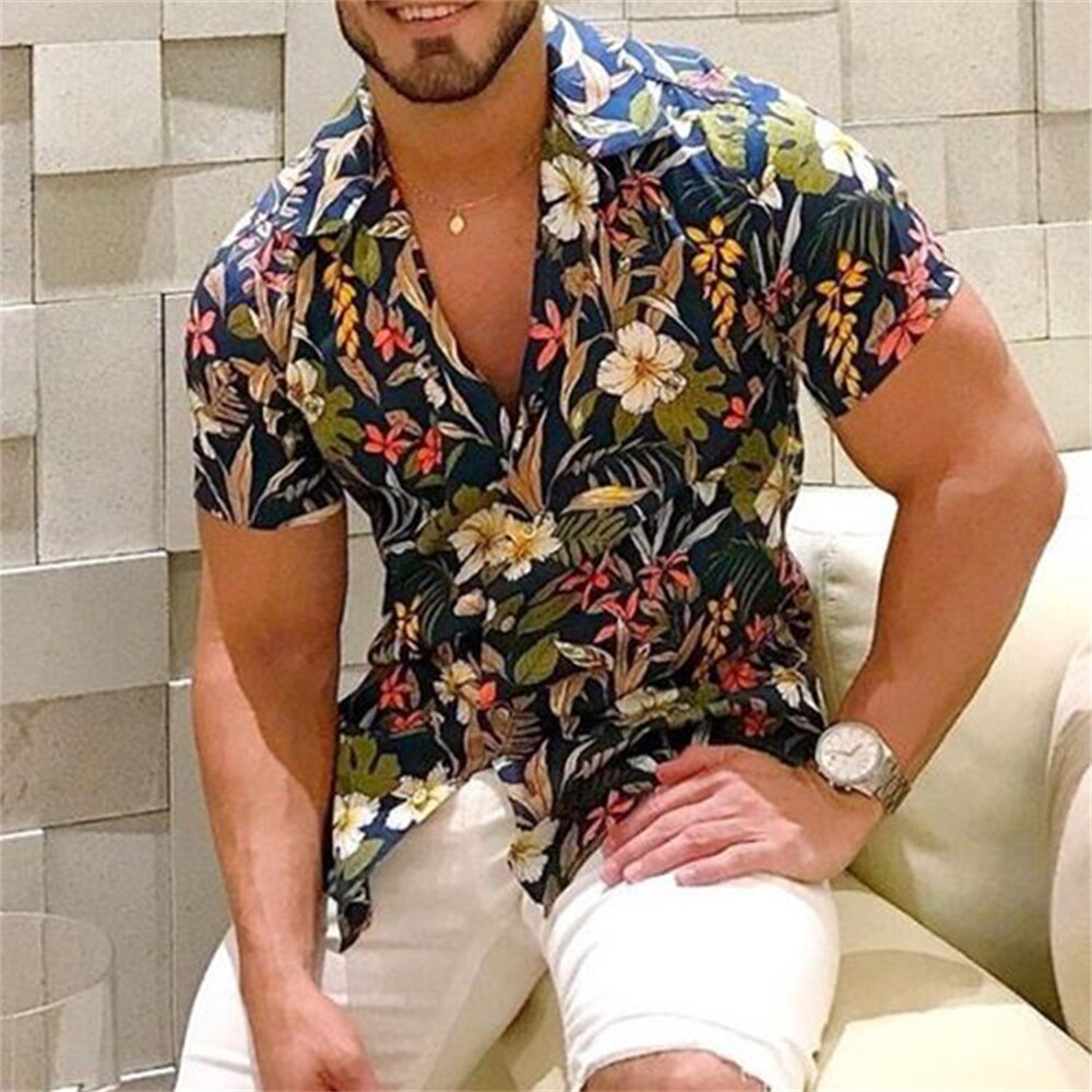 Sixsr New Luxury Social Shirts For Men Casual Floral Print Short-sleeved Tees Summer Loose Simple Tops Lapel Shirt Men's Clothing 2024