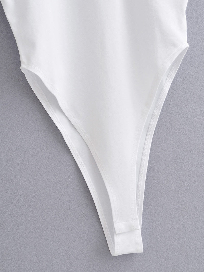 Sexy tops women Summer one-pieces bodycon bodysuit padded shoulder bodysuit black sleeveless body suits for women white