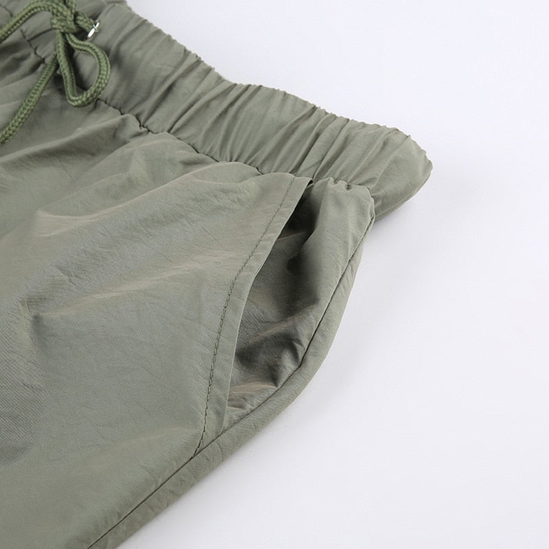 Joggers Baggy Wide Leg Sweatpants Sets Loose Drawstring Low Waist Streetwear Cargo Pants Turtleneck Top 2 Piece Set