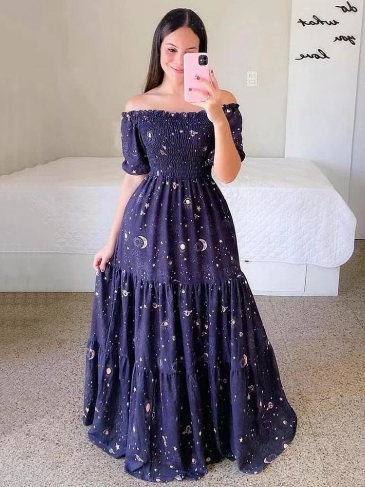 Women's Butterfly Summer Dress Tube Top Short Sleeve Ruffle Hem A Line Date Night Robes Vacation Bohemian Maxi Dresses XXXL