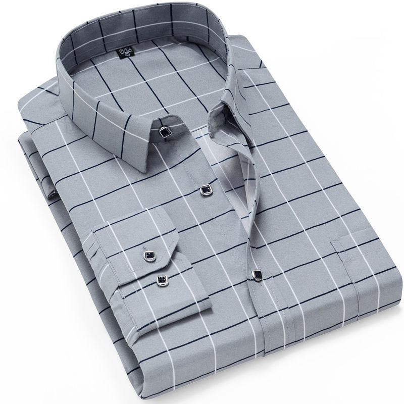 Sixsr New Men Fashion Casual Long Sleeved Printed Shirt Brand Men Clothing Slim Fit Male Social Business Dress Shirt  Soft Comfortable