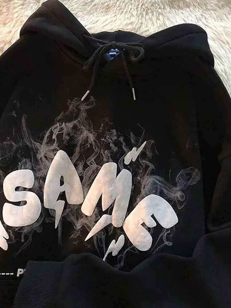 Sixsr Retro little horns design sense oversize hooded sweater women fall/winter new loose lazy style student couple top clothes