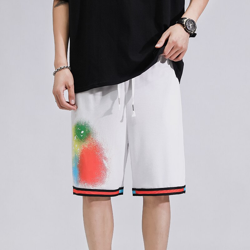 Men Patchwork Harajuku Causal Shorts 2024 Summer Mens Streetwear Basketball Shorts Male Cotton Loose Running Shorts 4XL