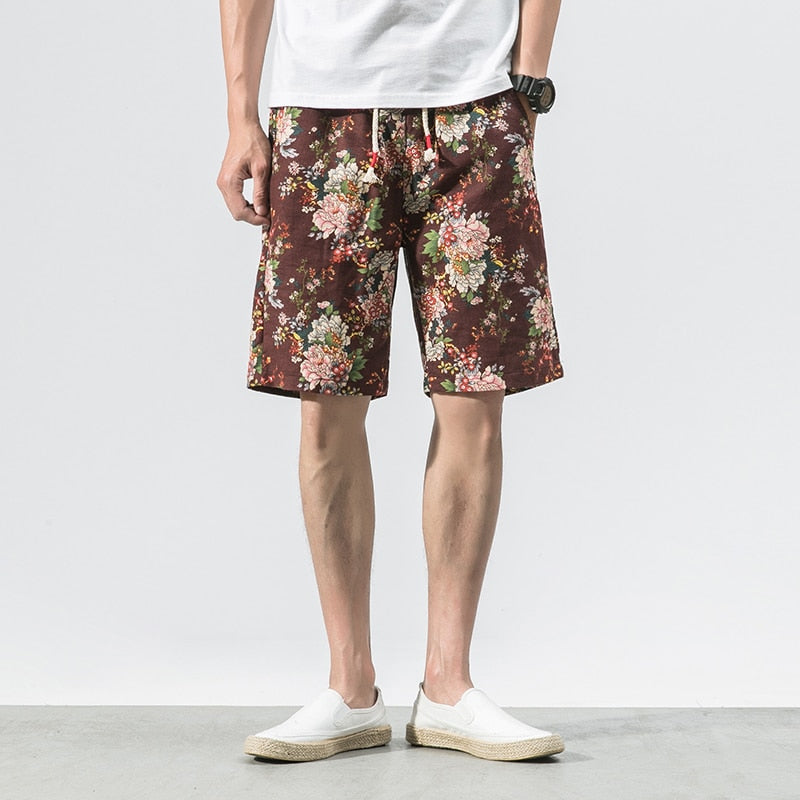 Sixsr new fashion printed men cotton shorts men's casual shorts drawstring waist bermuda shorts S-4XL drop shipping ABZ262