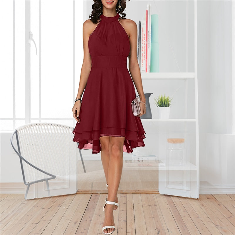 Slim fit round neck sleeveless dress