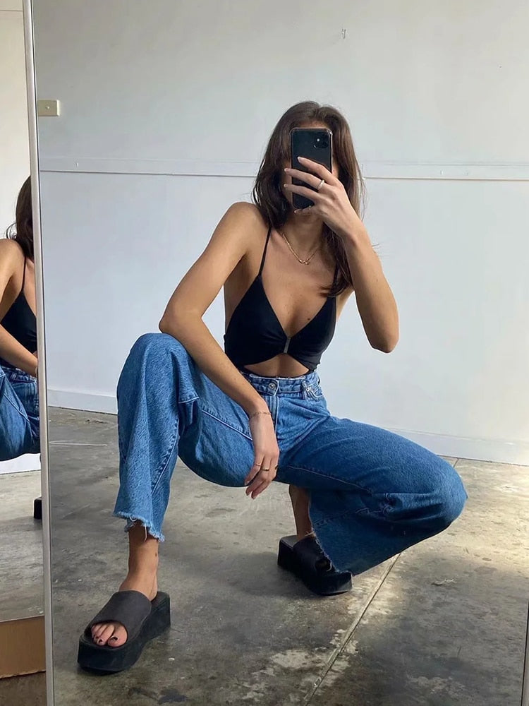 Sixsr Casual Fashion Straight Leg Women's Jeans Denim Bottom Harajuku Boyfriend Long High Waist Baggy Jeans Fall Pants