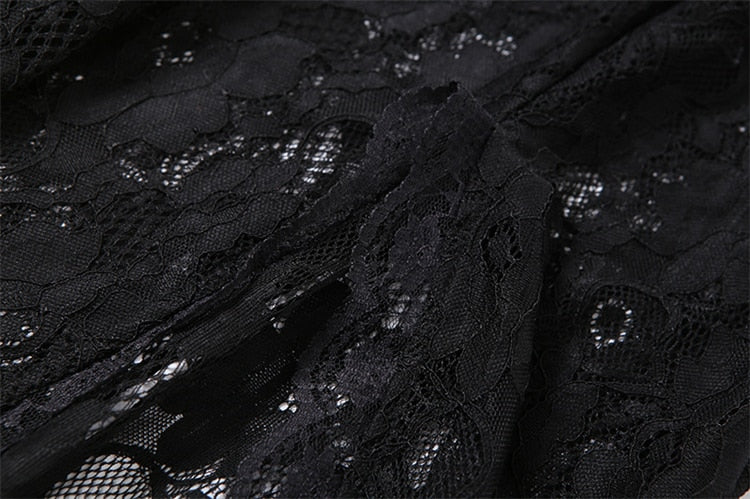 Sixsr Summer Sexy Party Split Lace Bodycon Woman Maxi Dress Club Square Collar Black Elegant Women's Dresses