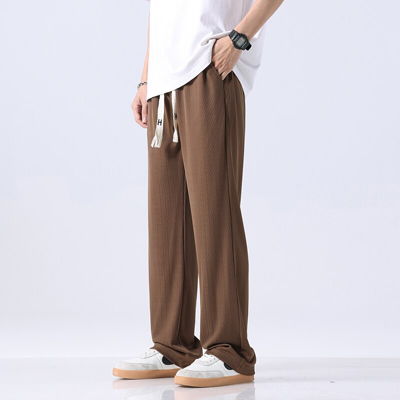 Sixsr 2024 Spring Summer New Streetwear Baggy Men Korean Fashion Loose Straight Wide Leg Pants Male Brand Clothing Black Grey Brown