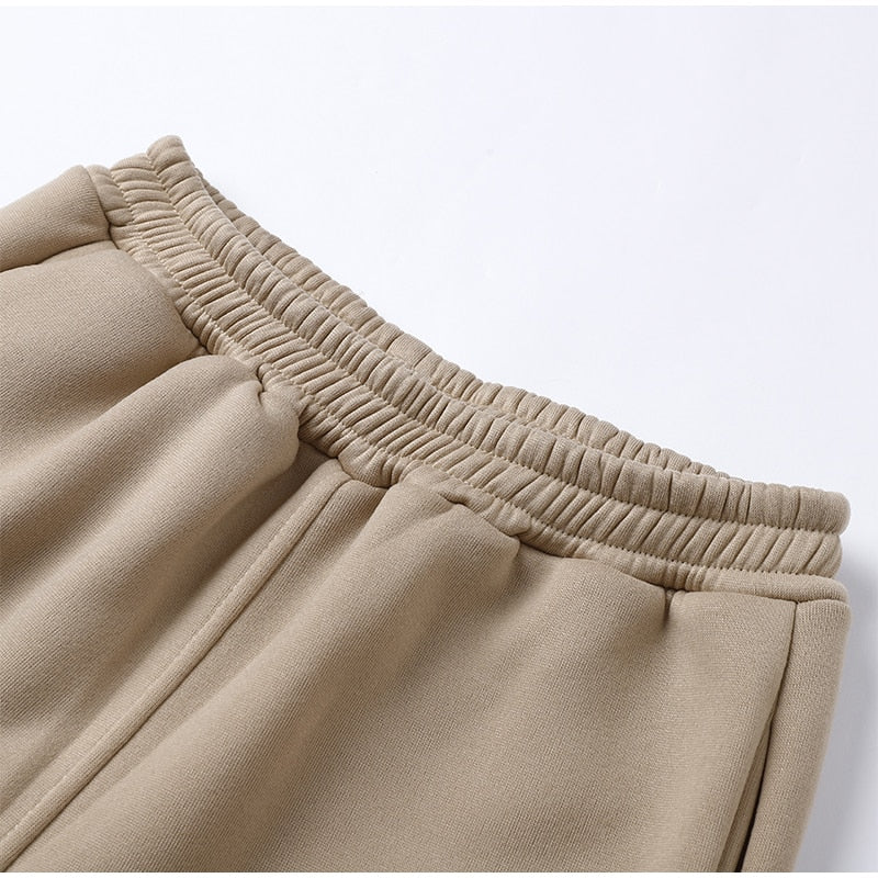Fashion Casual Fleece Tracksuits Women Solid Warm 2 Piece Set Loose Hoodies And Sweatpants Suit Autumn Winter Sportswear Outfits