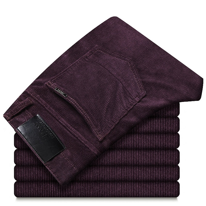 Sixsr 6 Color Men's Thick Corduroy Casual Pants 2024 Winter New Style Business Fashion Stretch Regular Fit Trousers Male Brand Clothes