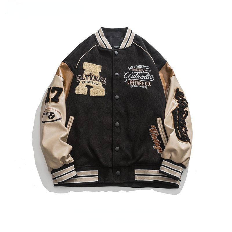Sixsr American letter shape embroidered baseball uniform autumn couple bf jacket men's street loose long-sleeved hooded jacket men