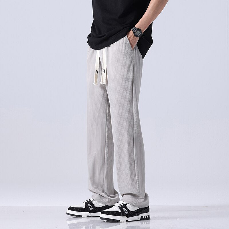 Sixsr 2024 Spring Summer New Streetwear Baggy Men Korean Fashion Loose Straight Wide Leg Pants Male Brand Clothing Black Grey Brown