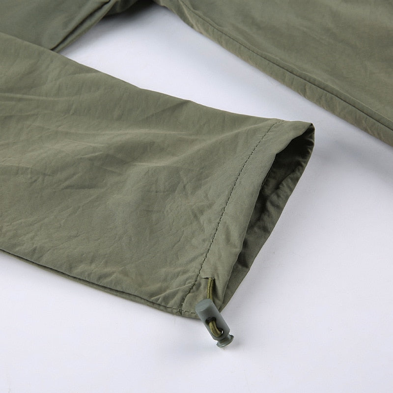 Joggers Baggy Wide Leg Sweatpants Sets Loose Drawstring Low Waist Streetwear Cargo Pants Turtleneck Top 2 Piece Set