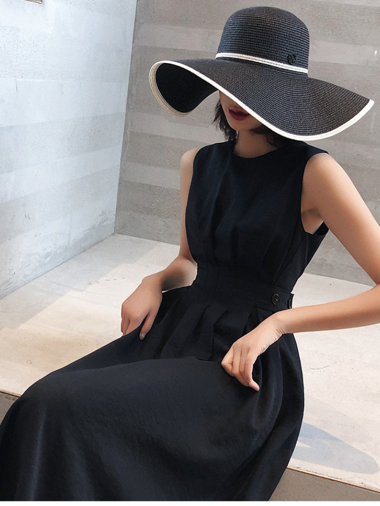 sixsr Women White Dress Black Fashion Elegant Party O-neck Sleeveless Vestido Tank Sundress Female spring summer