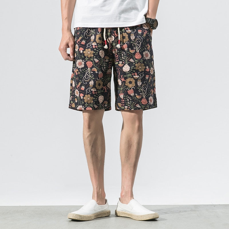 Sixsr new fashion printed men cotton shorts men's casual shorts drawstring waist bermuda shorts S-4XL drop shipping ABZ262