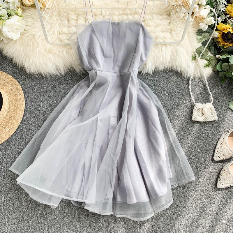 Sixsr Spring Outfits Summer Spaghetti Strap High Waist Sleeveless Mini Chiffon Elegant Women Lady Female Dress